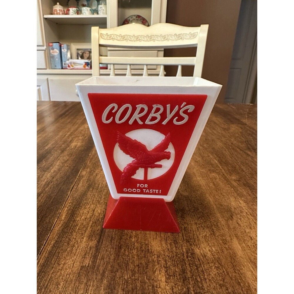 Vintage Corby's Whiskey Advertising Counter Display Holder Jas Barclay Peoria